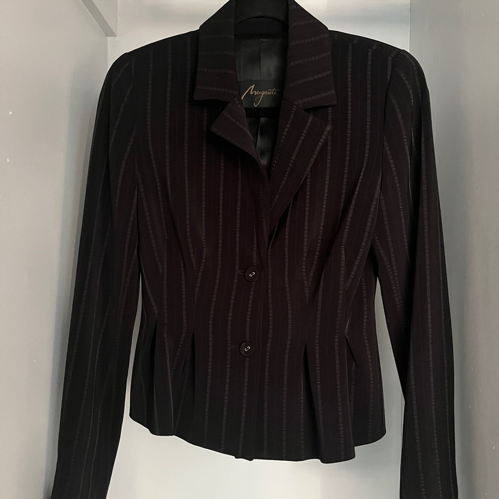 Margareta Black Pinstripe Suit Jacket